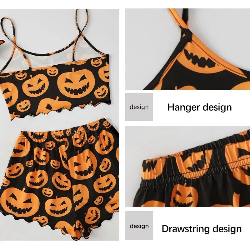 Halloween Pumpkin Print Pajama Set