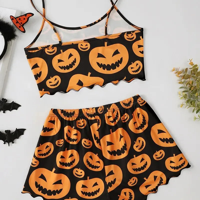 Halloween Pumpkin Print Pajama Set