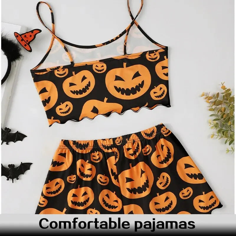 Halloween Pumpkin Print Pajama Set
